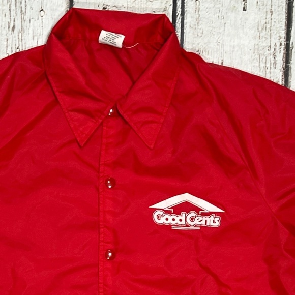 Vintage Good Cents Store Red Lightweight Button Up Windbreaker Jacket - Picture 2 of 4